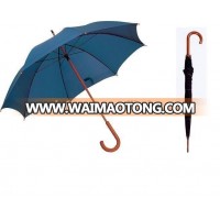 wooden handle J shape handle promotional stick straight rain umbrella