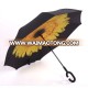 1 pc MOQ new invention sunflower umbrella and upside down umbrella with C handle reverse umbrella