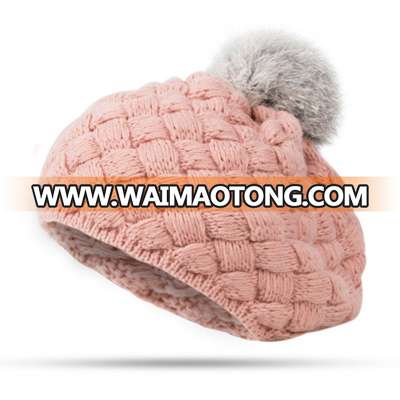 Hot Selling Cute Custom Winter Cheap Knitted Beret Cap Hat