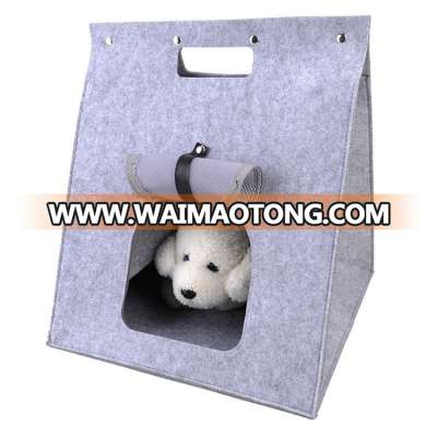 creative breathable cat carrier washable felt small pet kennel folding dog bed