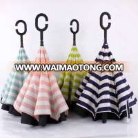 Customized logo C handle double layer inverted umbrella reverse umbrella c handle