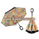 Manufacture various colors Inside-Out Folding for Car Use inverted umbrella with c handle