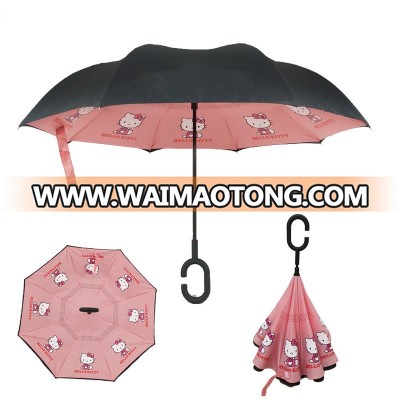 2017 wholesale small special funny magic inverted umbrella Eropean market double layers reverse umbrella