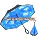 Cheap wholesale windproof antique portable tiny C shape handle inverted upside-down logo customized umbrella