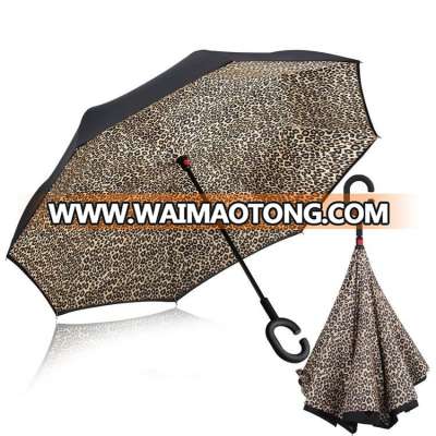 Fashion Patterned new branded funny magic double layers upside-down brand name inverted rain umbrella