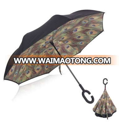 Fashionable customised cool 190t pongee double layers reverse umbrella rib end cap