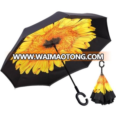 Hot selling umbrella company rain walker unbreaker free hand long reverse umbrellas