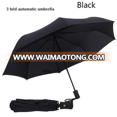 High quality outdoor custom windproof 3 fold automatic rain umbrella wholesale