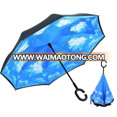 New fashion reverse floding umbrella upside down double layer inverted umbrella