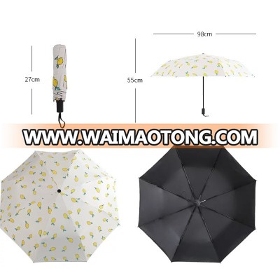 Amazon hot sale promotional anti uv sun travel 3 folding umbrella wholesale