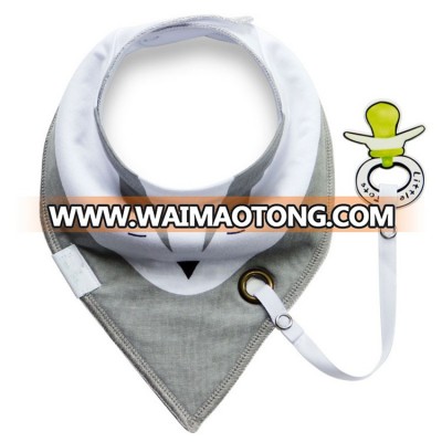 Newest design organic cotton triangle baby bandana drool bibs with baby pacifier