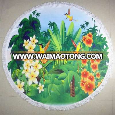 Multifunctional China manufacturer custom round mandala beach towel with tassels