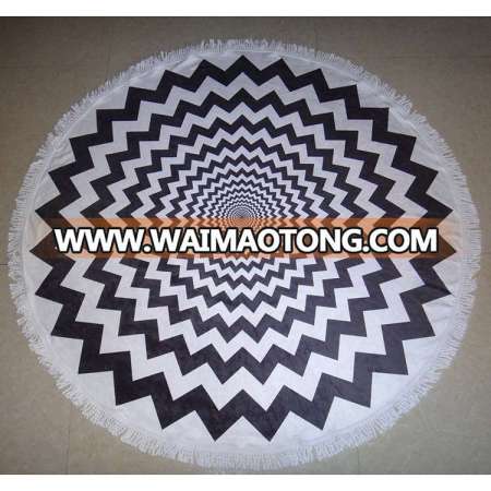 Fashionable 2016 cotton reactive digital print round beach towel mandala