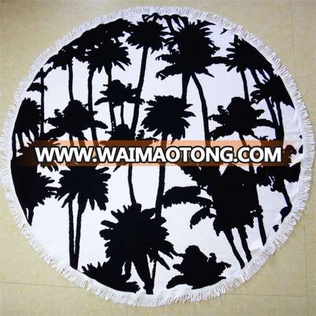 Hot selling round shape cartoon printed microfiber towel beach