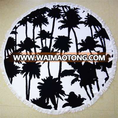 Hot selling round shape cartoon printed microfiber towel beach