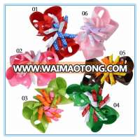 Handmade girls hair accessories grosgrain ribbon flower hair bows children ribbon hair bow wholesale