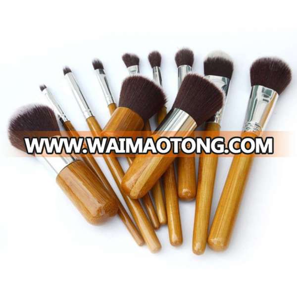 10Pcs professional Bamboo Handle Makeup Brushes Set face Eyeshadow Foundation Cosmetic Tools High Quality With bag